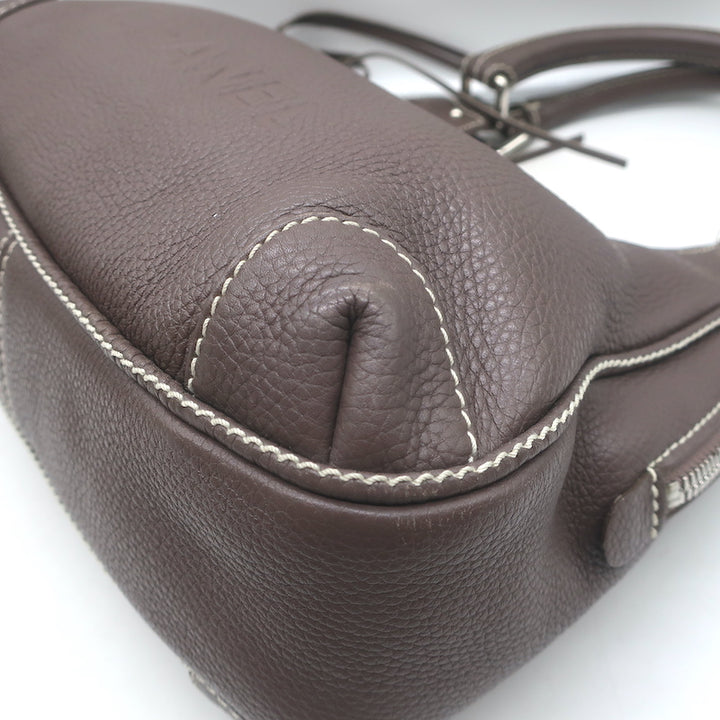 Chanel 2003 Lax Tassel Hobo Dark Brown Grained Leather Small Shoulder Bag
