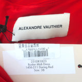 Alexandre Vauthier Bustier Midi Dress Daring Red Stretch Jersey Size 38 NEW