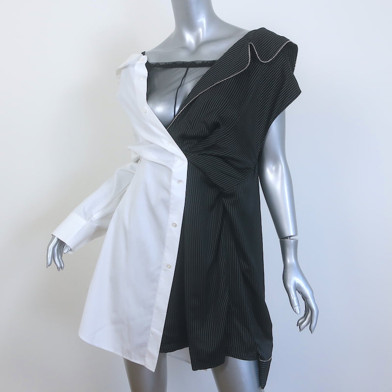 Alexander Wang Deconstructed Pajama Dress Navy Pinstripe &amp; White Cotton Size 8
