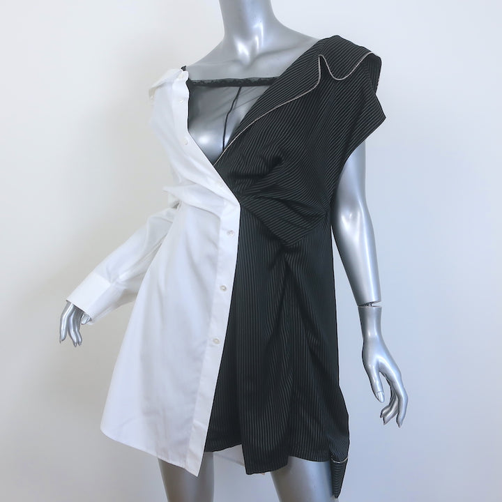 Alexander Wang Deconstructed Pajama Dress Navy Pinstripe &amp; White Cotton Size 8