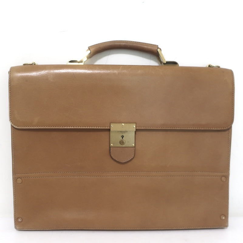 Vintage Gucci Briefcase Beige Leather Web-Strap Messenger Bag