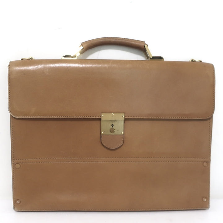 Vintage Gucci Briefcase Beige Leather Web-Strap Messenger Bag