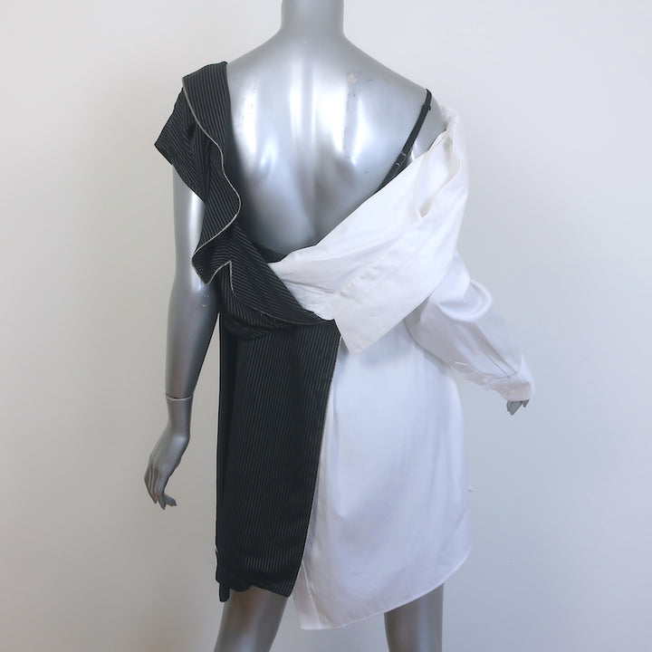Alexander Wang Deconstructed Pajama Dress Navy Pinstripe &amp; White Cotton Size 8