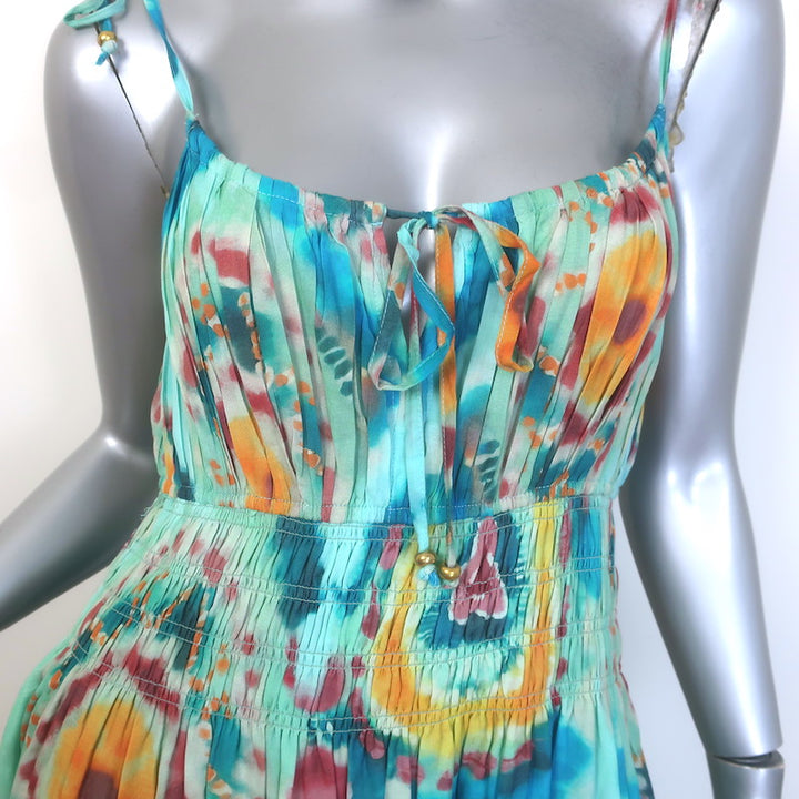 Love the Label Margaux Smocked Maxi Dress Canary Tie Dye Size Small NEW