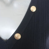 L'Agence Kyra Ribbed Knit Duster Dress Navy Cotton-Blend Size Small