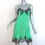 Paco Rabanne Lace-Trim Mini Slip Dress Light Green Pleated Satin Size 38