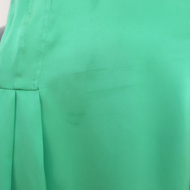 Paco Rabanne Lace-Trim Mini Slip Dress Light Green Pleated Satin Size 38
