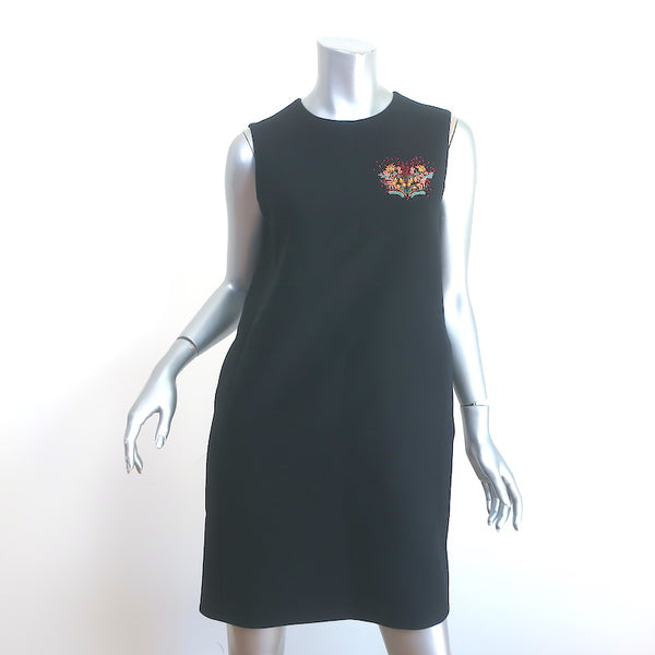 DIOR Short Dress Black Wool And Silk With DIOR In Heart Lights Motif for Women In Black. Size 38
