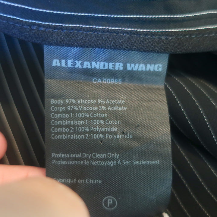 Alexander Wang Deconstructed Pajama Dress Navy Pinstripe &amp; White Cotton Size 8