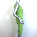 Norma Kamali Diana One-Shoulder Ruched Dress Lime Stretch Jersey Size Medium