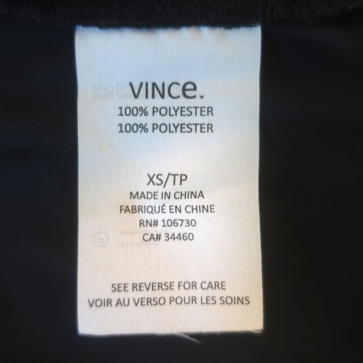 Vince Drawstring-Waist Long Sleeve Satin Shirtdress Black Size Extra Small