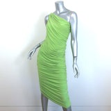 Norma Kamali Diana One-Shoulder Ruched Dress Lime Stretch Jersey Size Medium