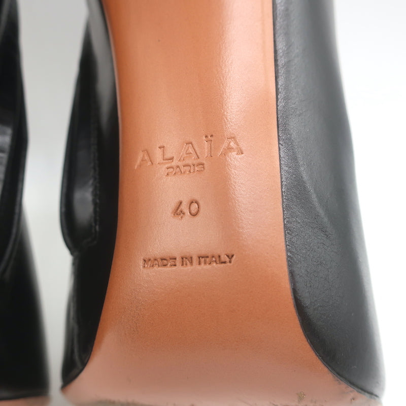 Alaia Hook &amp; Eye-Embellished Ankle Boots Black Glossed Leather Size 40 US 8.5