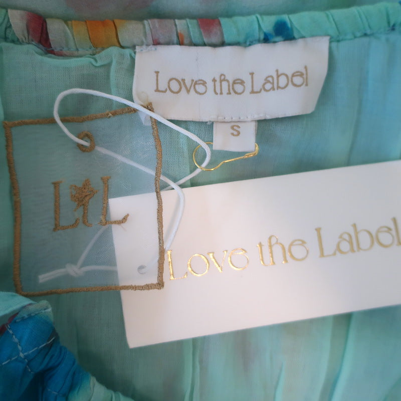 Love the Label Margaux Smocked Maxi Dress Canary Tie Dye Size Small NEW