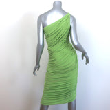 Norma Kamali Diana One-Shoulder Ruched Dress Lime Stretch Jersey Size Medium