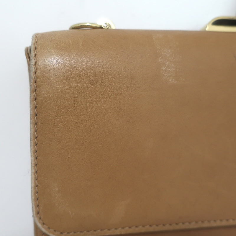 Vintage Gucci Briefcase Beige Leather Web-Strap Messenger Bag