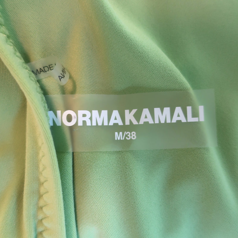 Norma Kamali Diana One-Shoulder Ruched Dress Lime Stretch Jersey Size Medium