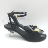 Khaite Amity Acrylic-Heel Ankle Strap Sandals Black Suede Size 38