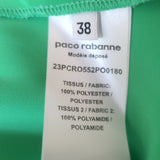Paco Rabanne Lace-Trim Mini Slip Dress Light Green Pleated Satin Size 38