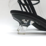 Khaite Amity Acrylic-Heel Ankle Strap Sandals Black Suede Size 38