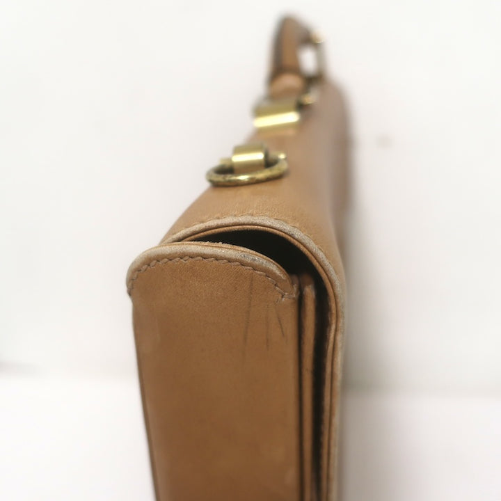 Vintage Gucci Briefcase Beige Leather Web-Strap Messenger Bag