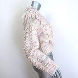 Hayley Menzies Cherry Blossom Fringe Cardigan Cream Bobble Knit Size Small