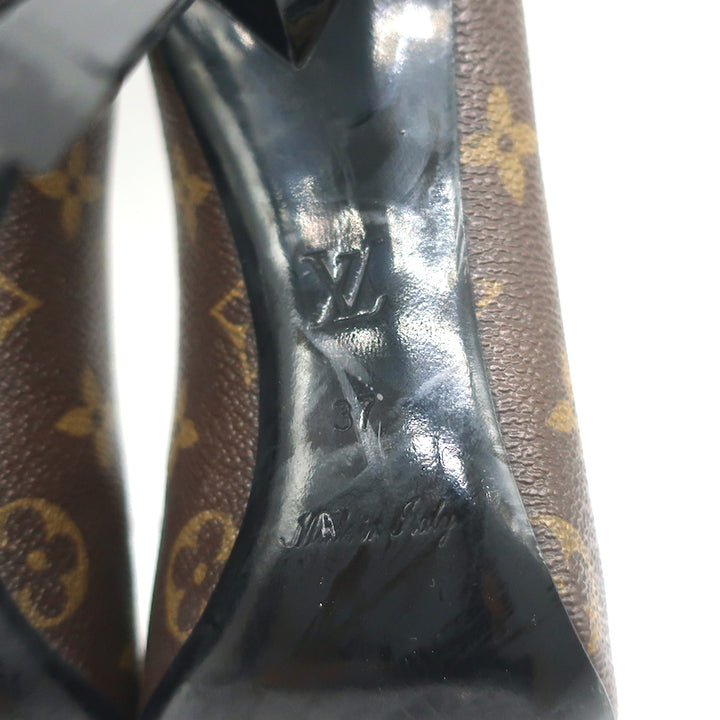 Louis Vuitton Fetish Cap Toe Pumps Brown Monogram Canvas &amp; Black Patent Size 37