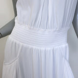 Ramy Brook Coco Sleeveless V-Neck Midi Dress White Matte Satin Size Small