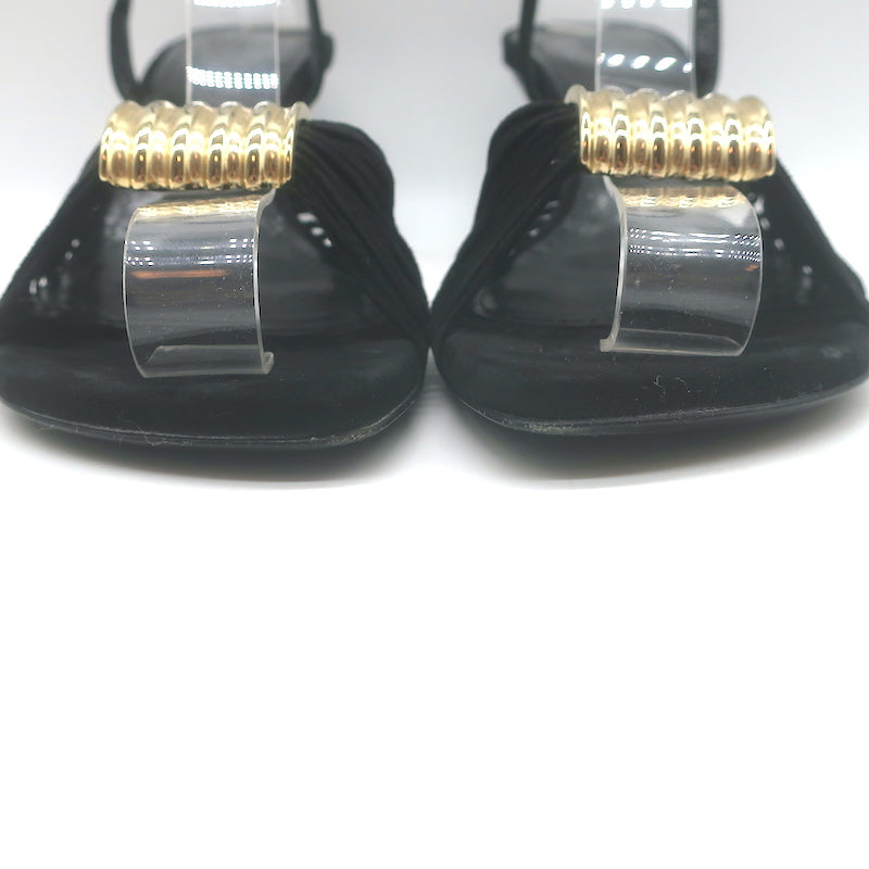 Khaite Amity Acrylic-Heel Ankle Strap Sandals Black Suede Size 38