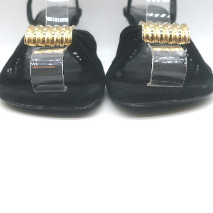 Khaite Amity Acrylic-Heel Ankle Strap Sandals Black Suede Size 38
