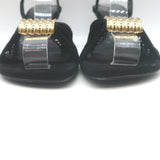 Khaite Amity Acrylic-Heel Ankle Strap Sandals Black Suede Size 38