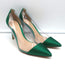 Gianvito Rossi Plexi Pumps Green Satin & Clear PVC Size 37.5 Pointed Toe Heels