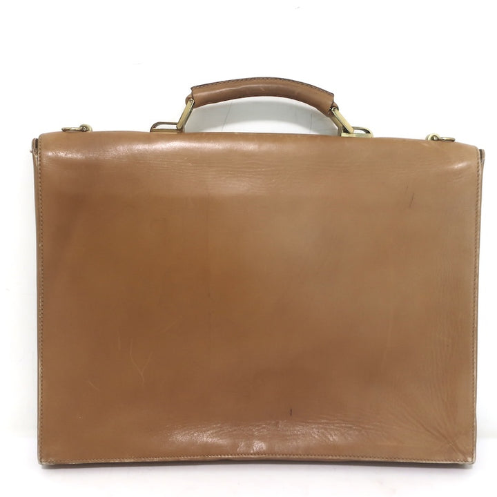 Vintage Gucci Briefcase Beige Leather Web-Strap Messenger Bag