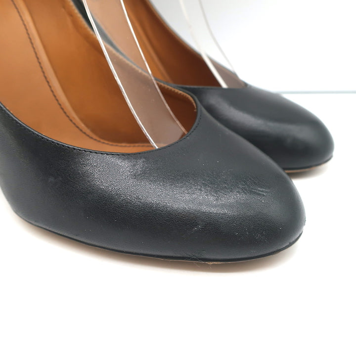 Chloe Ankle Strap Block Heel Pumps Black Leather Size 40