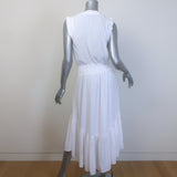 Ramy Brook Coco Sleeveless V-Neck Midi Dress White Matte Satin Size Small