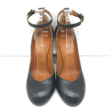 Chloe Ankle Strap Block Heel Pumps Black Leather Size 40