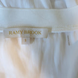 Ramy Brook Coco Sleeveless V-Neck Midi Dress White Matte Satin Size Small