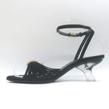 Khaite Amity Acrylic-Heel Ankle Strap Sandals Black Suede Size 38