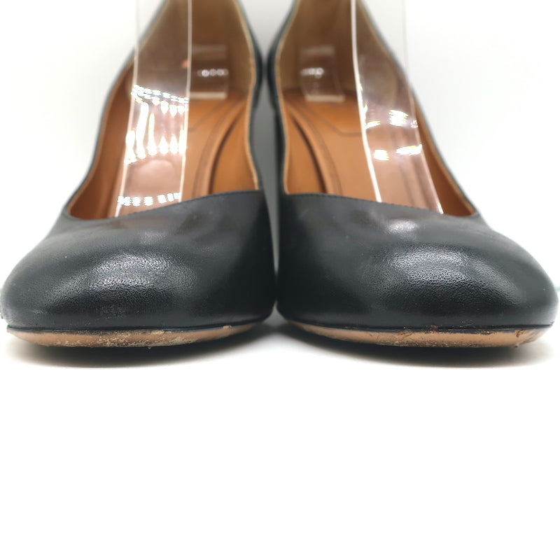 Chloe Ankle Strap Block Heel Pumps Black Leather Size 40