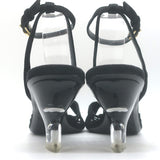 Khaite Amity Acrylic-Heel Ankle Strap Sandals Black Suede Size 38