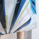 Emilio Pucci Off the Shoulder Mini Dress Blue Parasol Print Cotton Size 46