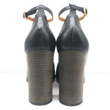 Chloe Ankle Strap Block Heel Pumps Black Leather Size 40