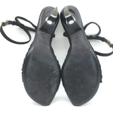 Khaite Amity Acrylic-Heel Ankle Strap Sandals Black Suede Size 38