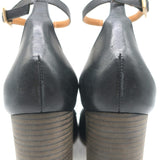 Chloe Ankle Strap Block Heel Pumps Black Leather Size 40