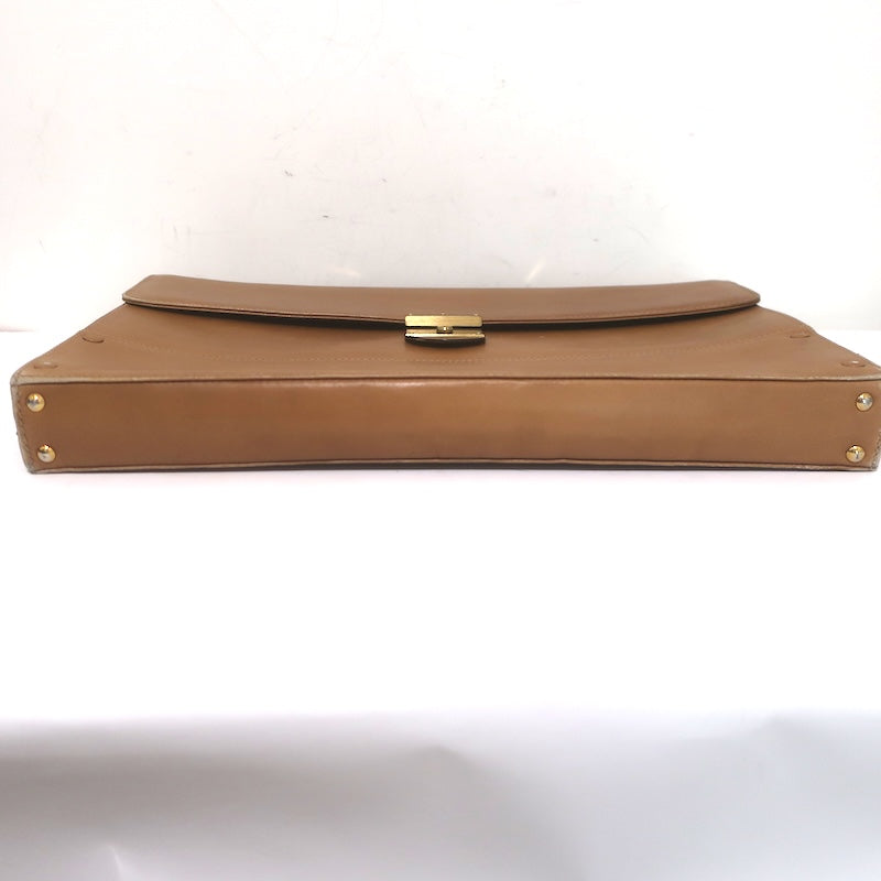 Vintage Gucci Briefcase Beige Leather Web-Strap Messenger Bag