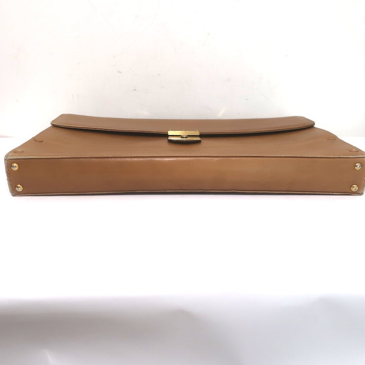 Vintage Gucci Briefcase Beige Leather Web-Strap Messenger Bag