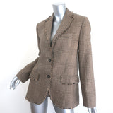 Officine Generale Charlene Houndstooth Plaid Blazer Camel Linen-Cotton Size 36