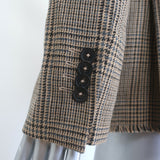 Officine Generale Charlene Houndstooth Plaid Blazer Camel Linen-Cotton Size 36