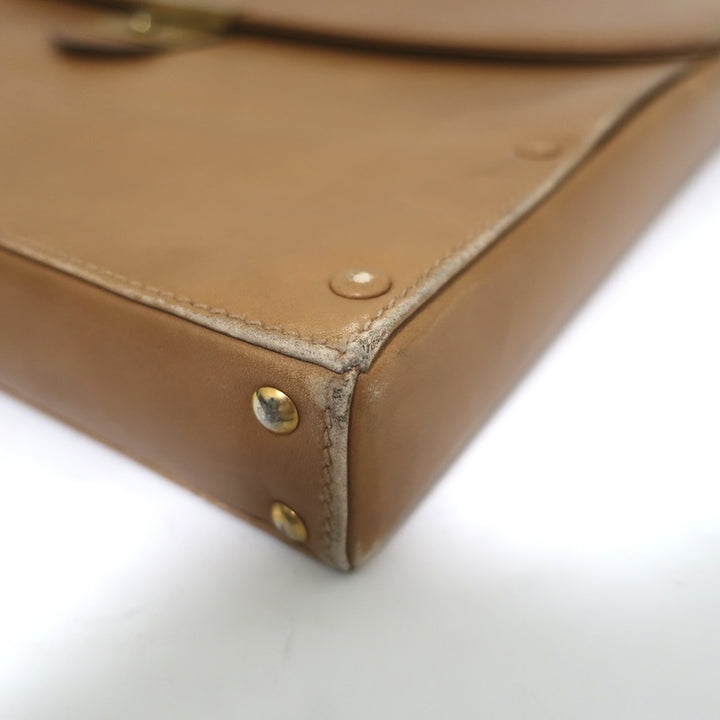 Vintage Gucci Briefcase Beige Leather Web-Strap Messenger Bag