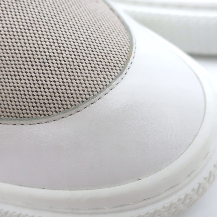 Hermes Get Low Top Sneakers Beige Canvas &amp; White Leather Size 43.5